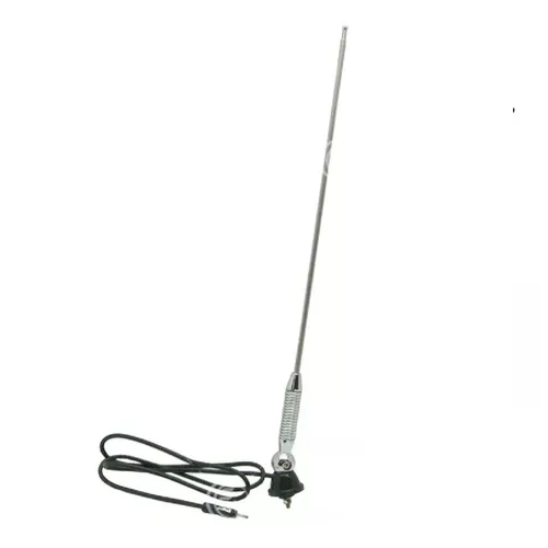 Antena Universal De Resorte Varilla Y Base Cromada Para Ada Negro