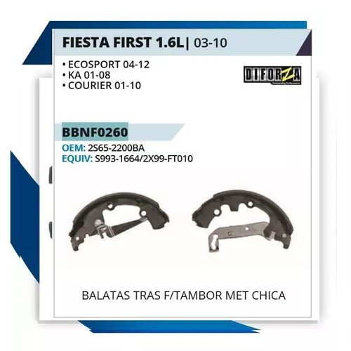 [BBNF0260] Balata Tambor Trasera Chica Fiesta First 1.6 03 04 05 06 10 -