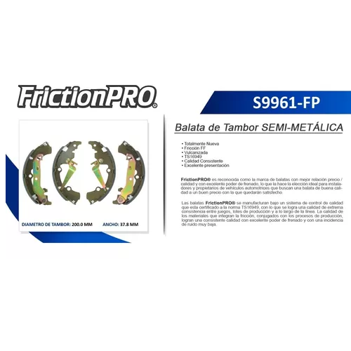 [FLCS953] Balata Tambor Trasera Ecosport Fiesta 03 04 05 06 07 -