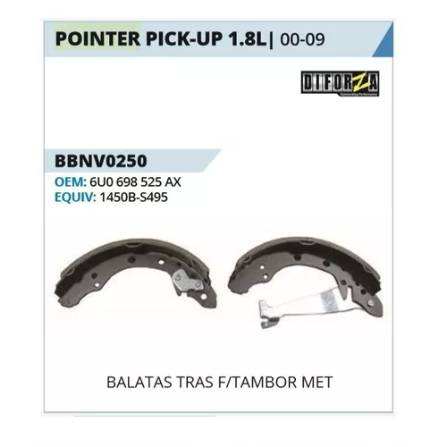[FLCS662] Balata Tambor Trasera Pointer 1.8 Golf Jetta A3 Mk3 Derby -