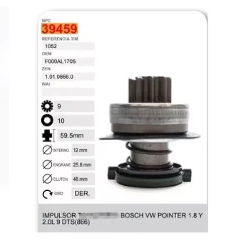 [B91036] Bendix Impulsor De Marcha Bosch Pointer 1.8 98 00 03 05 07 -