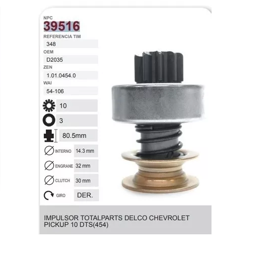 [B41067] Bendix Impulsor De Marcha Delco Cheyenne 6.2 82 83 84 85 86 -