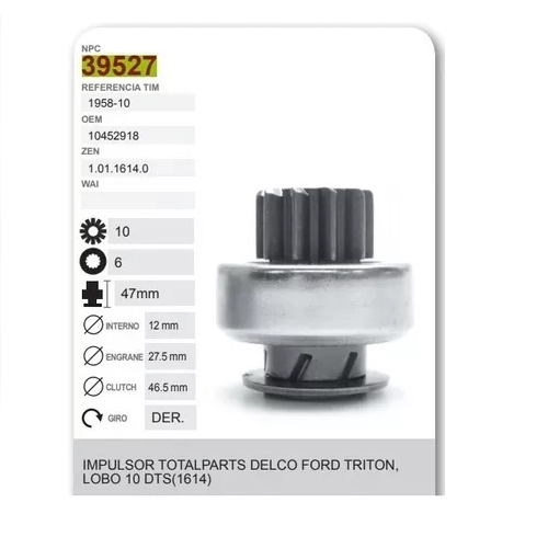 [B29186] Bendix Impulsor De Marcha Delco Ford F150 4.2 99 00 01 03 -