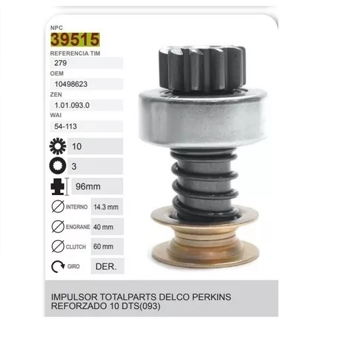 [39515] Bendix Impulsor De Marcha Delco Perkins 10 Dientes -