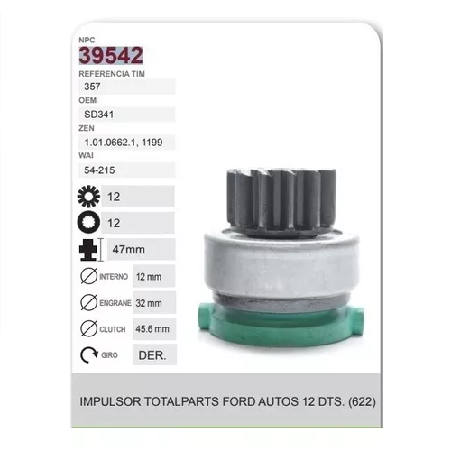 [B54216] Bendix Impulsor De Marcha Ford Ford 150 F250 4.6 1997 -
