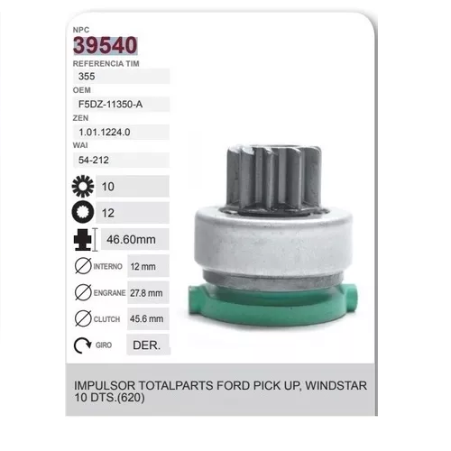 [B42120] Bendix Impulsor De Marcha Ford Ford F150 4.9 92 93 94 95 96 -