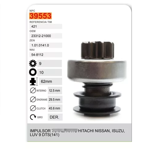 [B81123] Bendix Impulsor De Marcha Hitachi 620 2.0 75 79 720 2.0 80 -