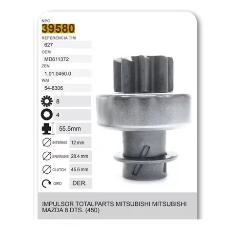 [39580] Bendix Impulsor De Marcha Mitsubishi Mazda B2200 87 88 90 93 -