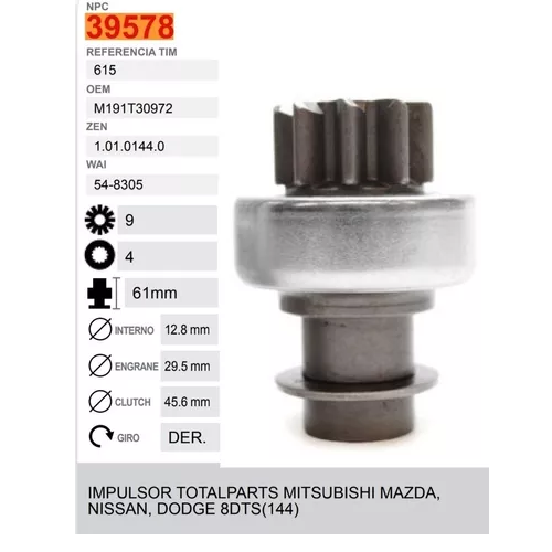[B83056] Bendix Impulsor De Marcha Mitsubishi Mazda Nissan Dodge 9 D -